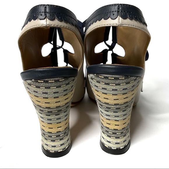 John Fluevog Cream and Black Heels - Picture 5 of 12